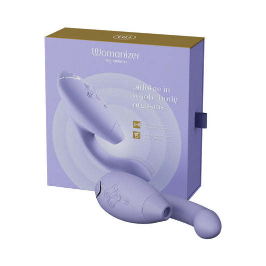 WOMANIZER - DUO 2 RECHARGEABLE DUAL STIMULATION PLEASURE AIR AND G-SPOT VIBRATOR LILAC