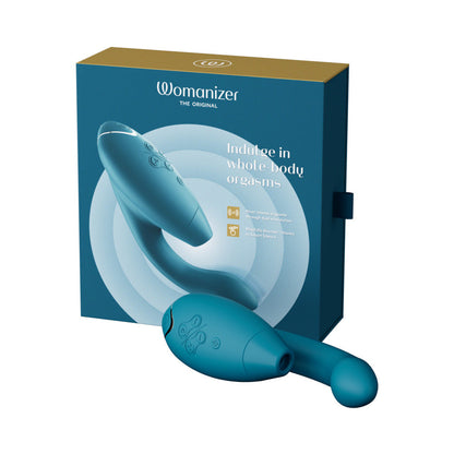WOMANIZER DUO 2 RECHARGEABLE DUAL STIMULATION PLEASURE AIR AND G-SPOT VIBRATOR PETROL