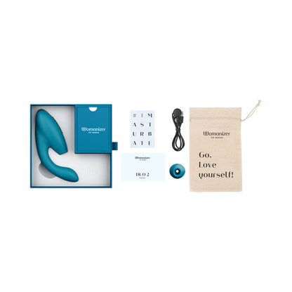 WOMANIZER - DUO 2 RECHARGEABLE DUAL STIMULATION PLEASURE AIR AND G-SPOT VIBRATOR PETROL