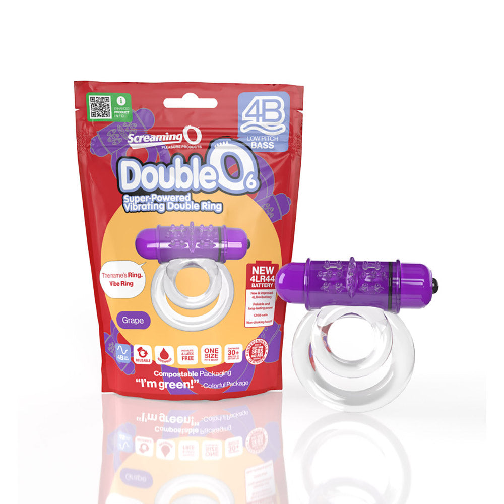 SCREAMING O - 4B DOUBLEO 6 VIBRATING DOUBLE COCKRING GRAPE