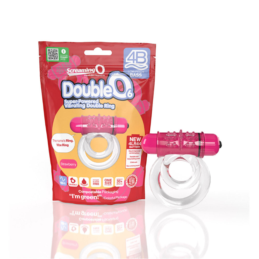SCREAMING O - 4B DOUBLEO 6 VIBRATING DOUBLE COCKRING STRAWBERRY