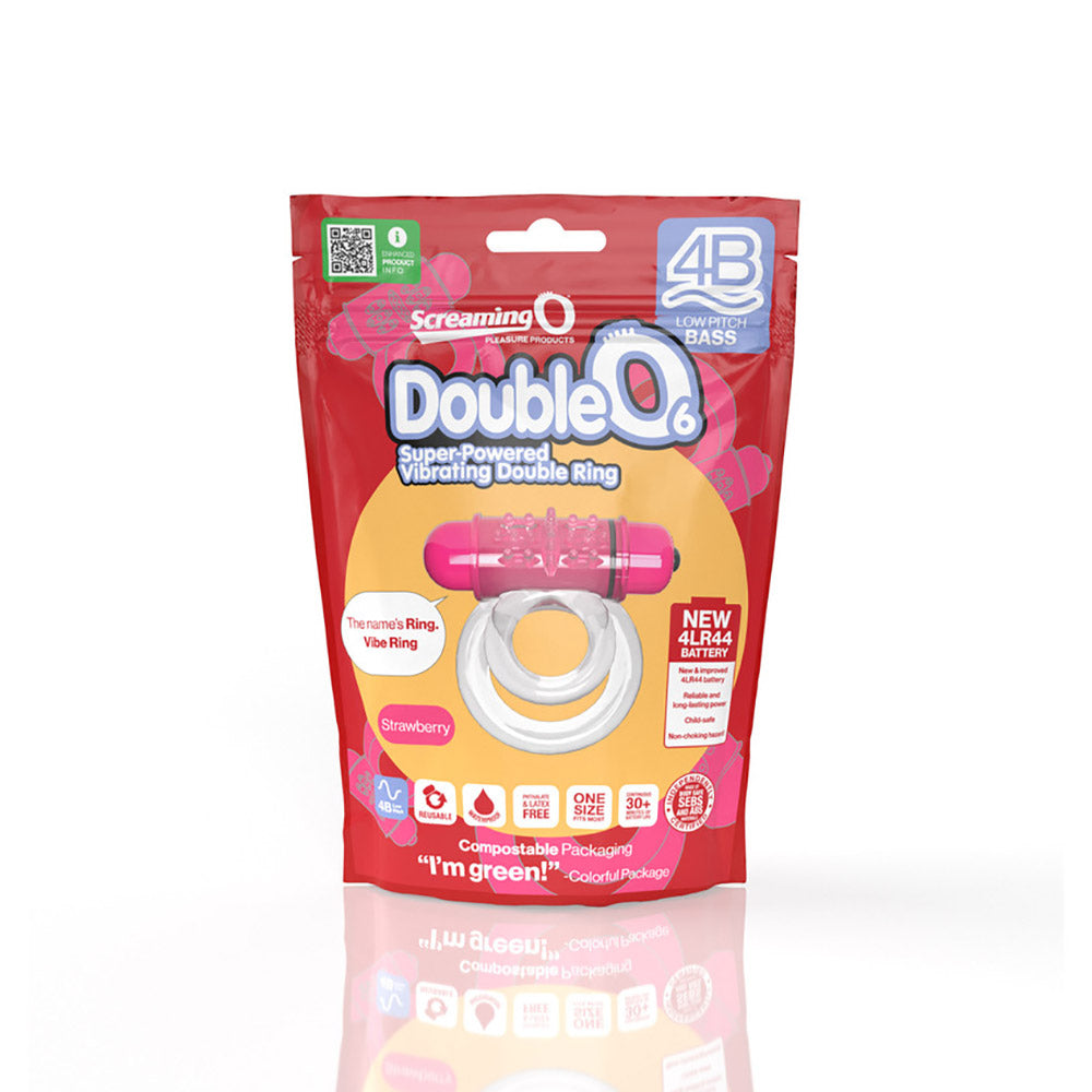 SCREAMING O - 4B DOUBLEO 6 VIBRATING DOUBLE COCKRING STRAWBERRY