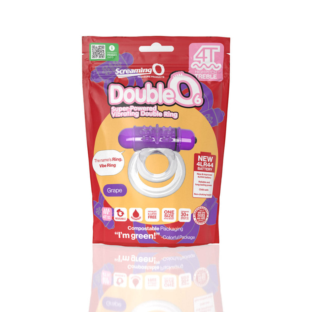 SCREAMING O - 4T DOUBLEO 6 VIBRATING DOUBLE COCKRING GRAPE