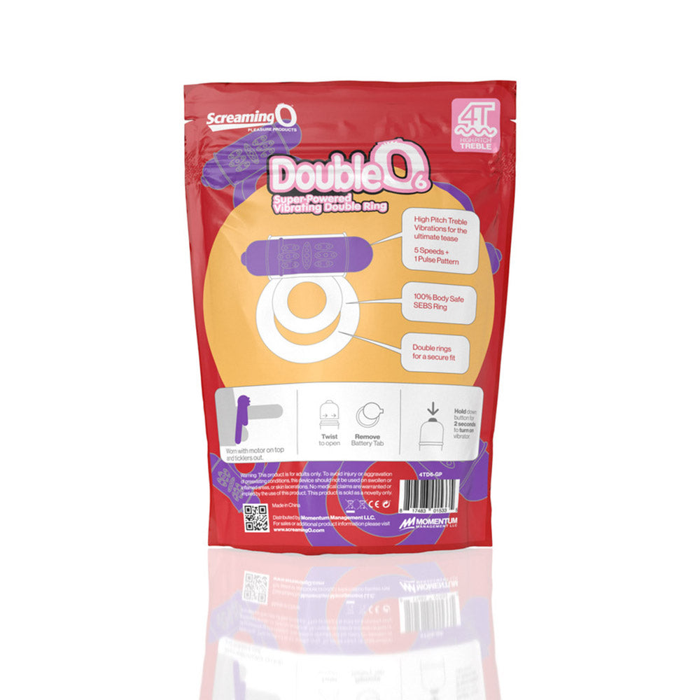 SCREAMING O - 4T DOUBLEO 6 VIBRATING DOUBLE COCKRING GRAPE