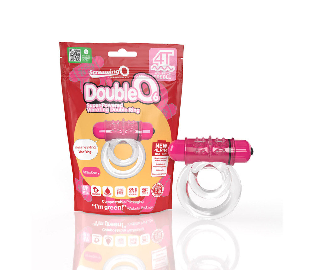 SCREAMING O - 4T DOUBLEO 6 VIBRATING DOUBLE COCKRING STRAWBERRY