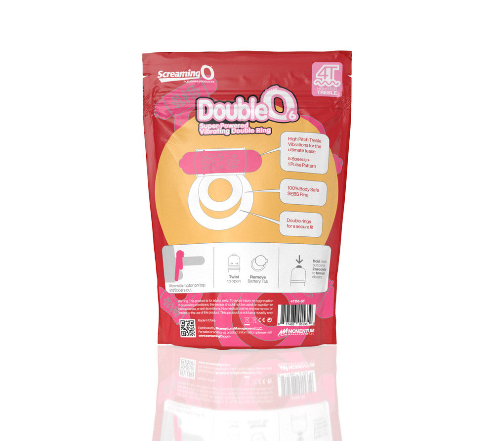 SCREAMING O - 4T DOUBLEO 6 VIBRATING DOUBLE COCKRING STRAWBERRY