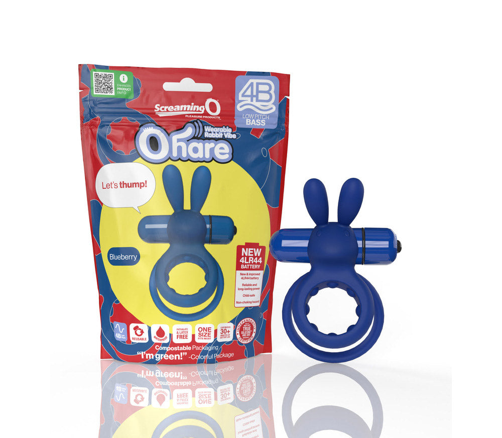 SCREAMING O - 4B OHARE CONEJITO VIBRADOR DE DOBLE ANILLO DE PENE AZUL ARÁNDANO