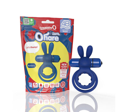 SCREAMING O - 4B OHARE CONEJITO VIBRADOR DE DOBLE ANILLO DE PENE AZUL ARÁNDANO