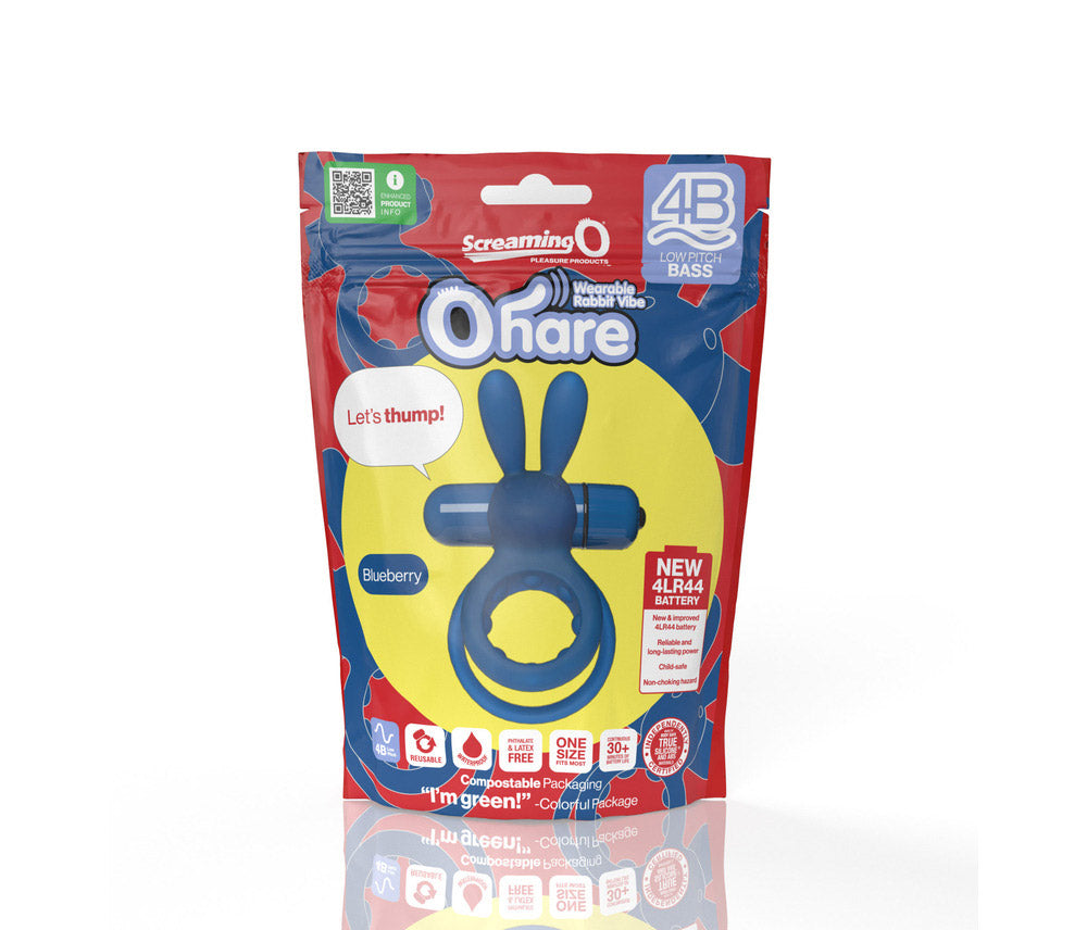 SCREAMING O - 4B OHARE CONEJITO VIBRADOR DE DOBLE ANILLO DE PENE AZUL ARÁNDANO