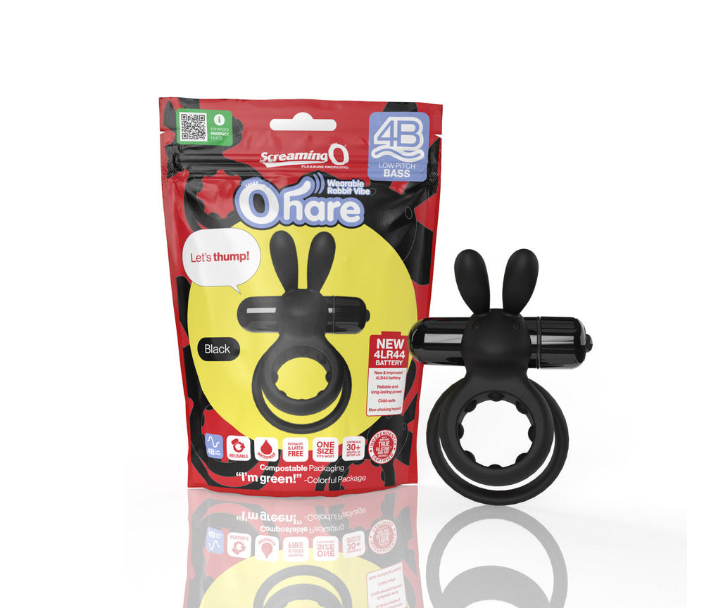 SCREAMING O 4B OHARE VIBRATING RABBIT DOUBLE COCKRING BLACK