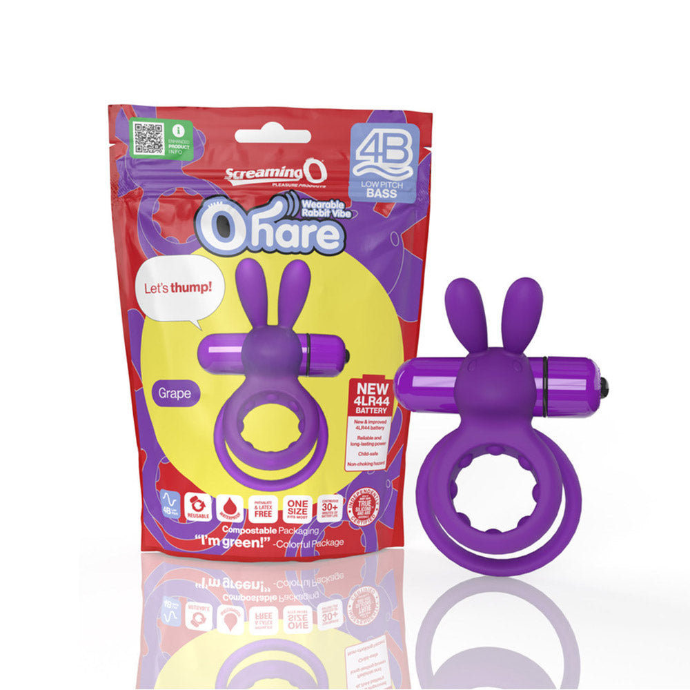 SCREAMING O 4B OHARE VIBRATING RABBIT DOUBLE COCKRING GRAPE
