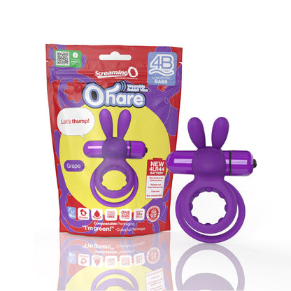 SCREAMING O 4B OHARE VIBRATING RABBIT DOUBLE COCKRING GRAPE