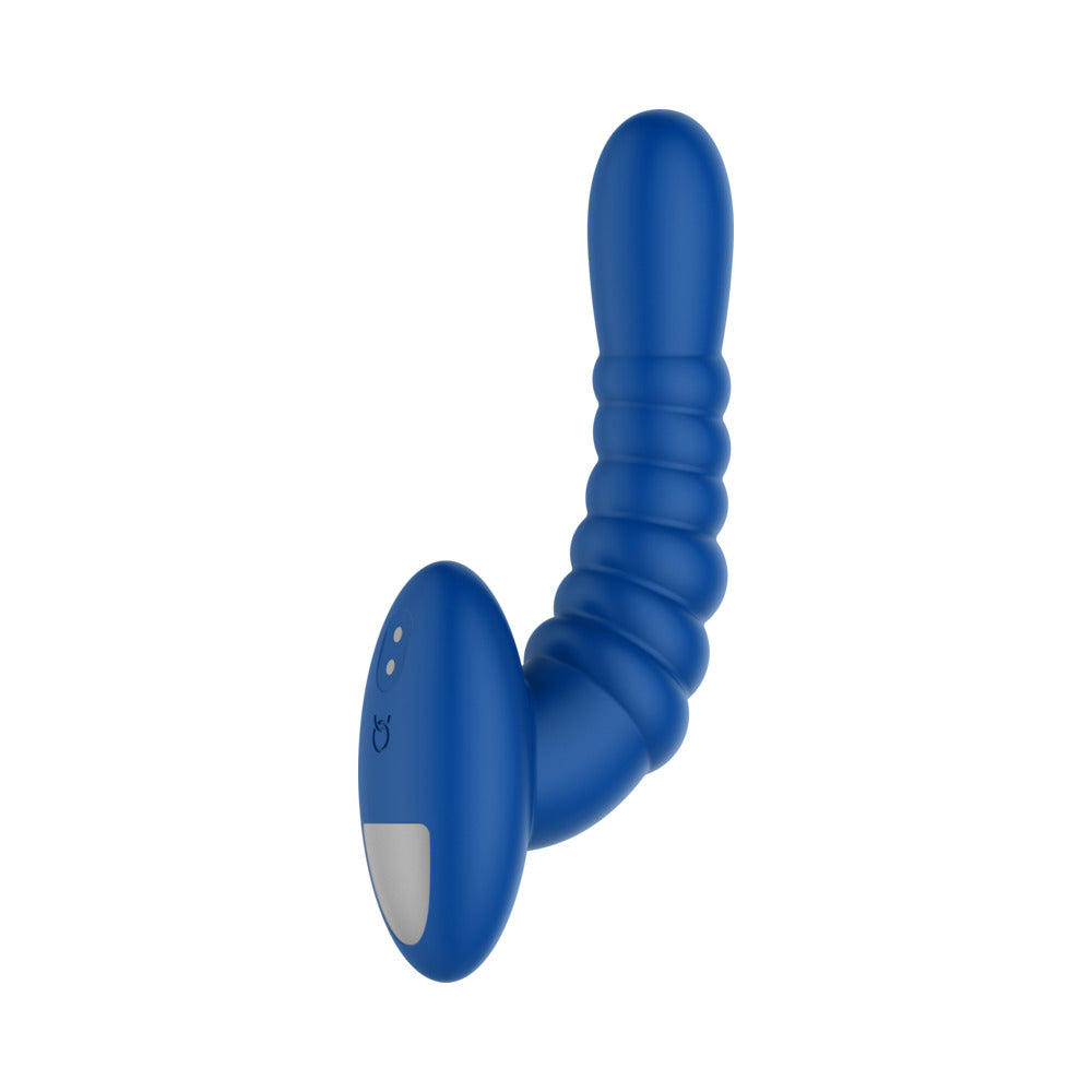 FORTO RIBBED PRO RECHARGEABLE SILICONE VIBRATING ANAL MASSAGER BLUE