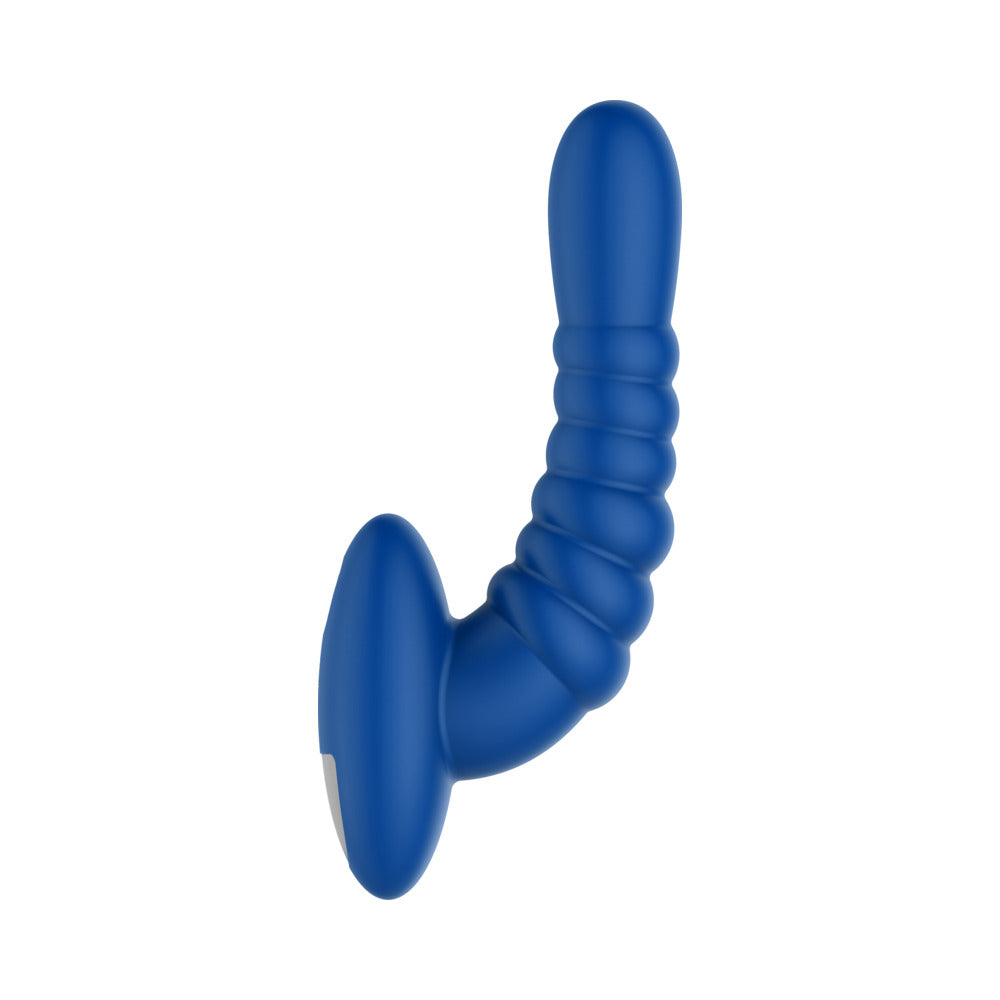 FORTO RIBBED PRO RECHARGEABLE SILICONE VIBRATING ANAL MASSAGER BLUE