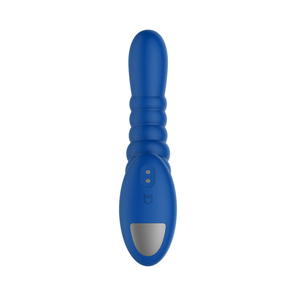 FORTO RIBBED PRO RECHARGEABLE SILICONE VIBRATING ANAL MASSAGER BLUE
