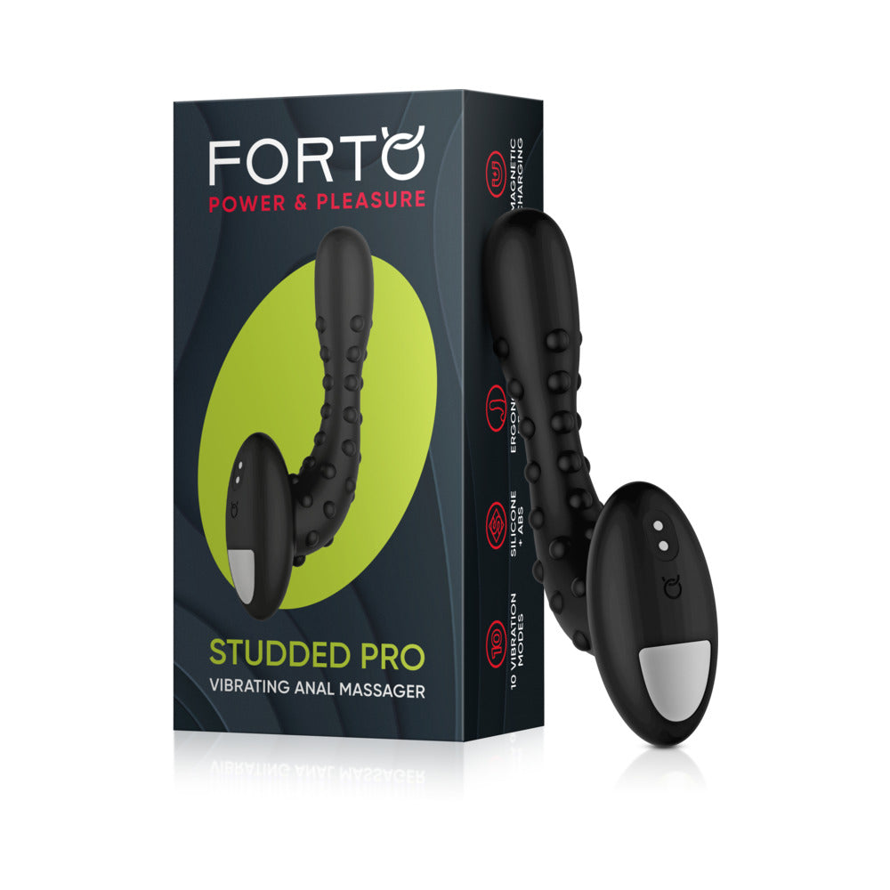 FORTO STUDDED PRO RECHARGEABLE SILICONE VIBRATING ANAL MASSAGER BLACK