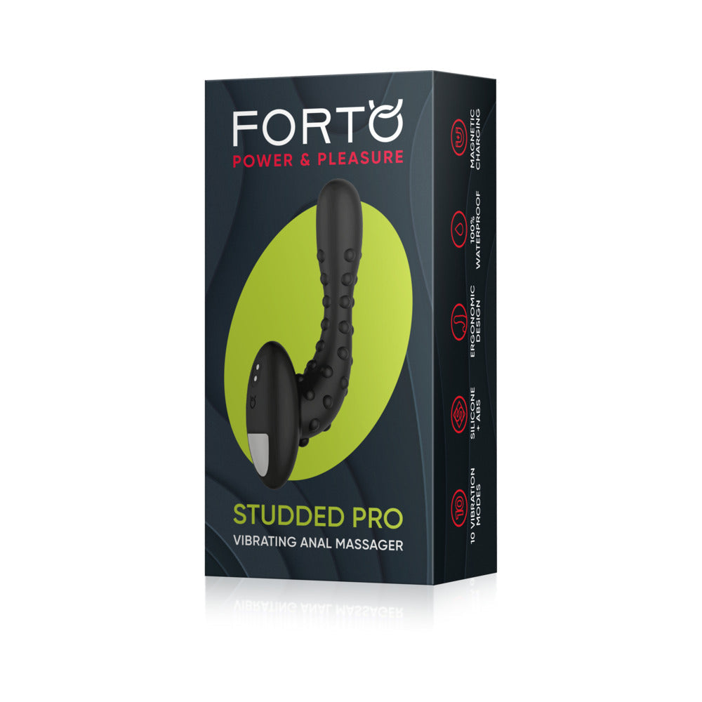 FORTO STUDDED PRO RECHARGEABLE SILICONE VIBRATING ANAL MASSAGER BLACK
