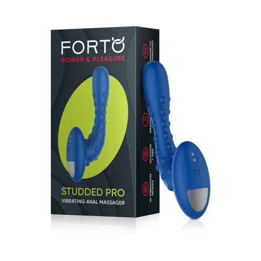 FORTO STUDDED PRO RECHARGEABLE SILICONE VIBRATING ANAL MASSAGER BLUE