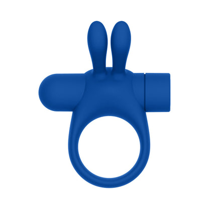 FORTO BUNNY RECHARGEABLE SILICONE VIBRATING COCKRING WITH STIMULATING EARS BLUE