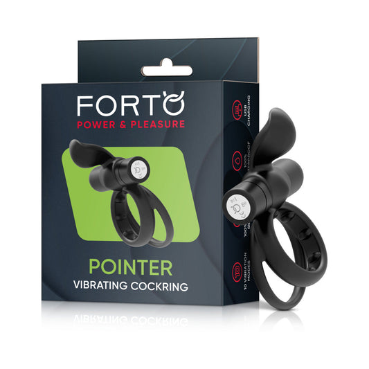 FORTO - POINTER RECHARGEABLE SILICONE VIBRATING DUAL COCKRING WITH EXTERNAL STIMULATOR