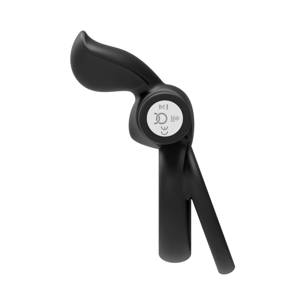FORTO POINTER RECHARGEABLE SILICONE VIBRATING DUAL COCKRING WITH EXTERNAL STIMULATOR BLACK