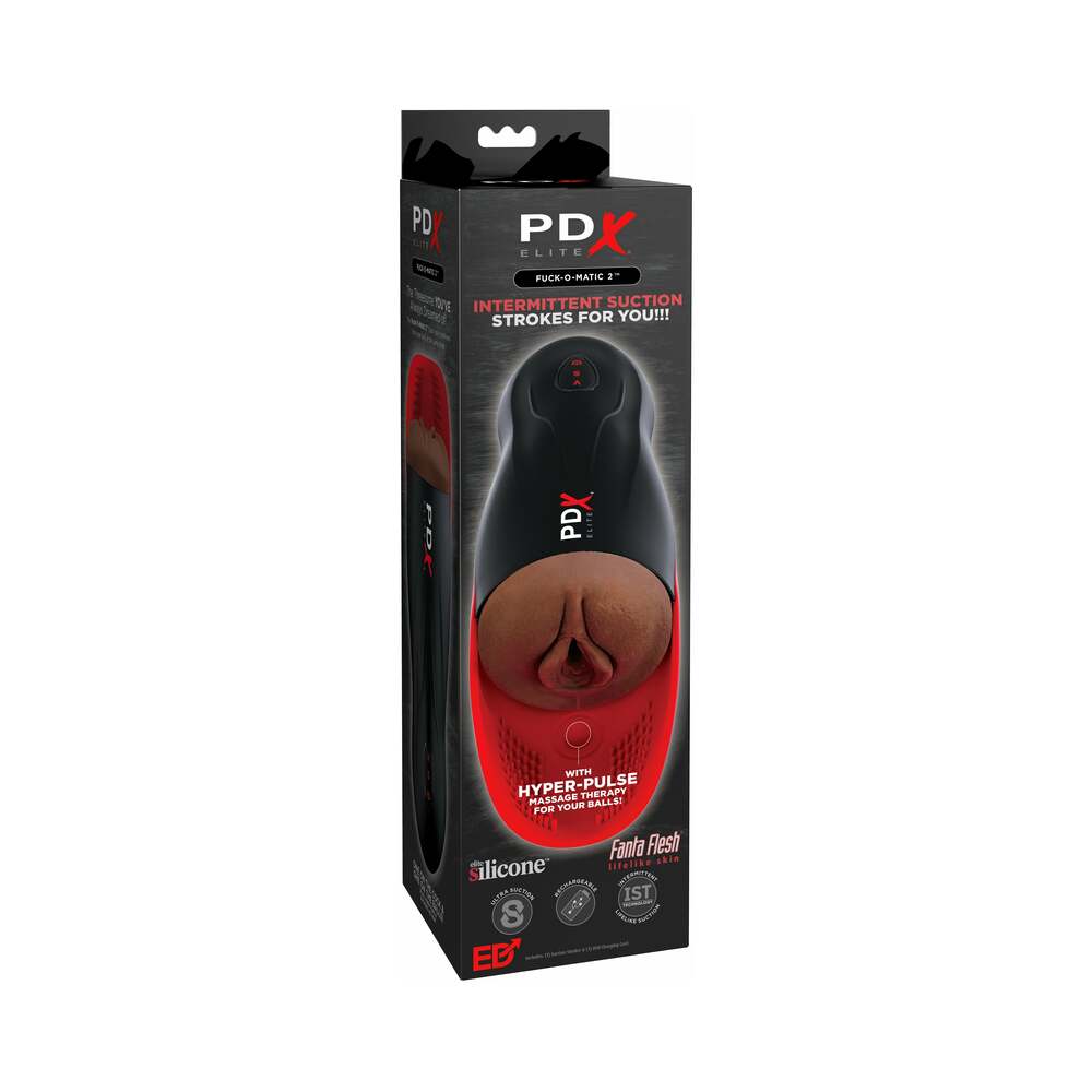 PDX BRANDS - PDX ELITE FUCK-O-MATIC 2 RECHARGEABLE VIBRATING SUCTION STROKER WITH SILICONE PULSATION CRADLE