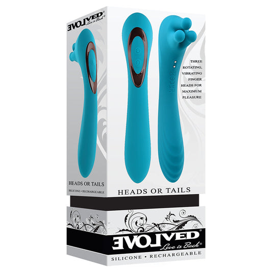 EVOLVED HEADS OR TAILS RECHARGEABLE SILICONE VIBRATOR TEAL