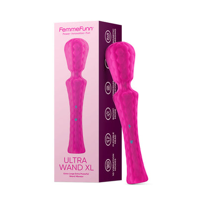 FEMMEFUNN ULTRA WAND XL RECHARGEABLE FLEXIBLE TEXTURED SILICONE VIBRATOR PINK
