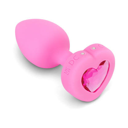 B-VIBE - VIBRATING HEART ANAL PLUG WITH HEART-SHAPED JEWEL BASE SMALL/MEDIUM PINK