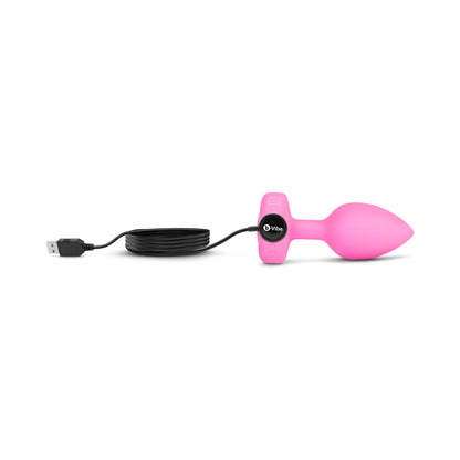 B-VIBE - VIBRATING HEART ANAL PLUG WITH HEART-SHAPED JEWEL BASE SMALL/MEDIUM PINK