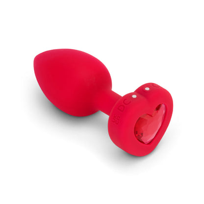 B-VIBE - VIBRATING HEART ANAL PLUG WITH HEART-SHAPED JEWEL BASE MEDIUM/LARGE RED