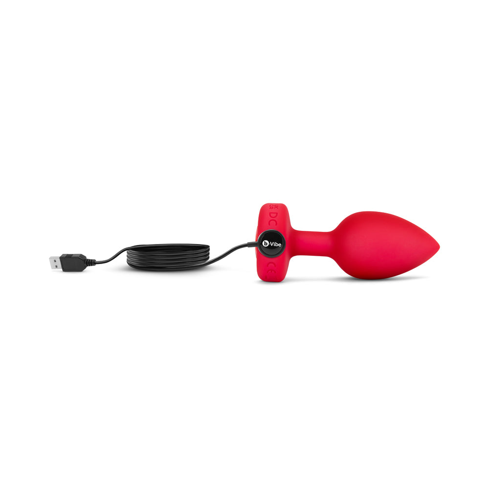 B-VIBE - VIBRATING HEART ANAL PLUG WITH HEART-SHAPED JEWEL BASE MEDIUM/LARGE RED