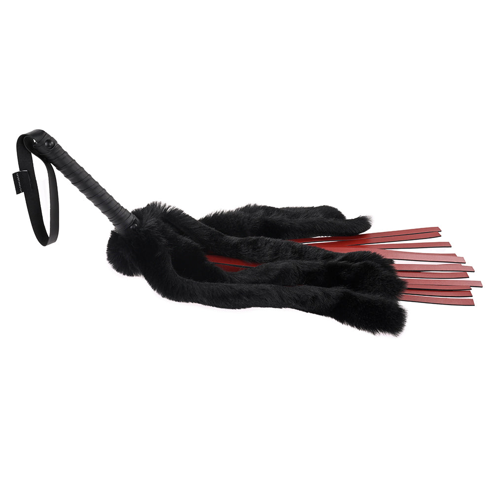 SPORTSHEETS SAFFRON FAUX FUR FLOGGER WITH FAUX LEATHER STRANDS