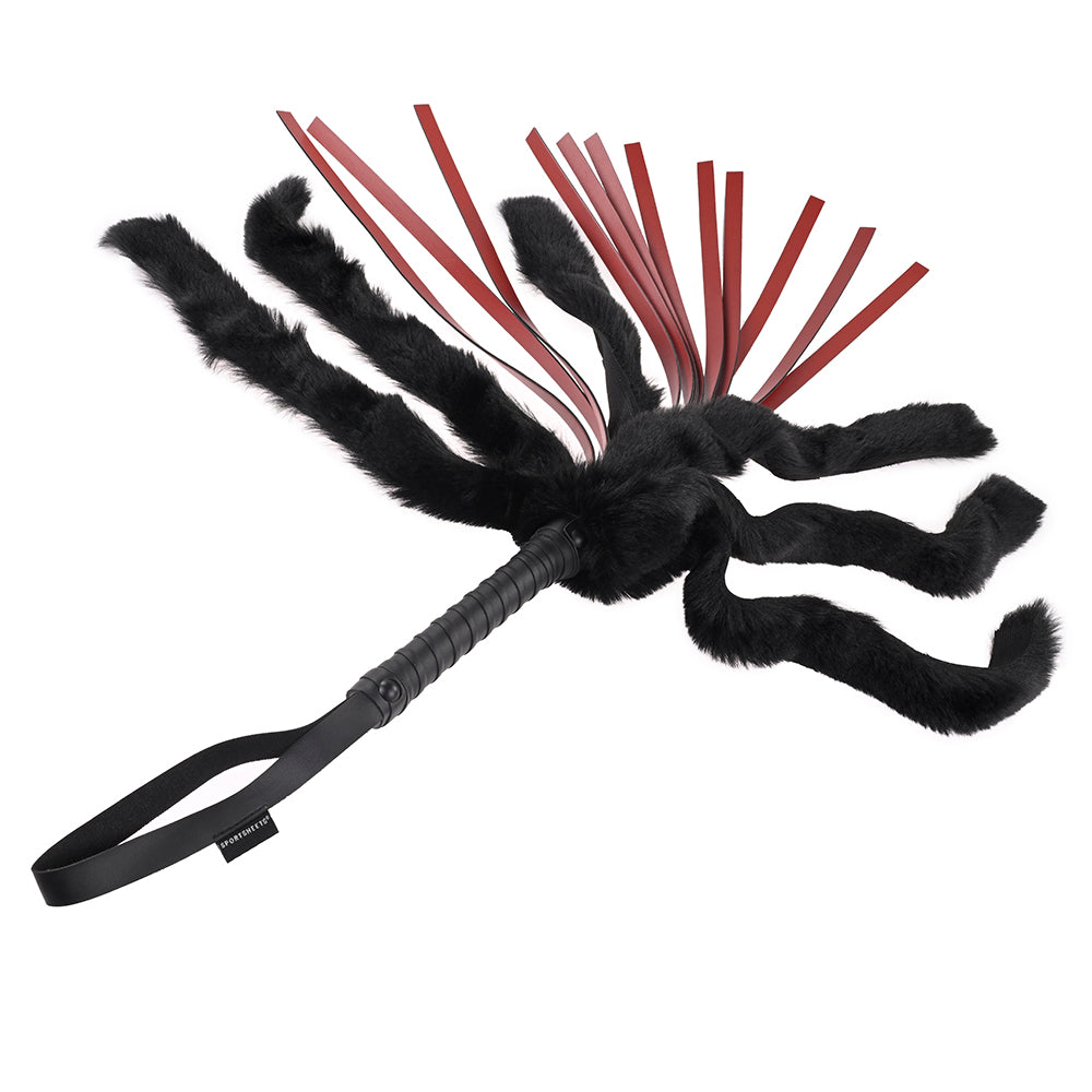 SPORTSHEETS - SAFFRON FAUX FUR FLOGGER WITH FAUX LEATHER STRANDS