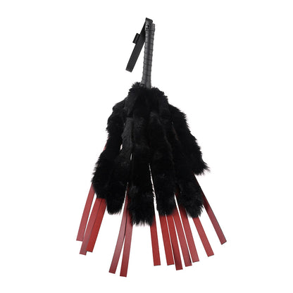 SPORTSHEETS - SAFFRON FAUX FUR FLOGGER WITH FAUX LEATHER STRANDS