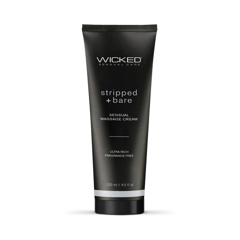 WICKED - STRIPPED + BARE UNSCENTED SENSUAL MASSAGE CREAM 4 OZ.