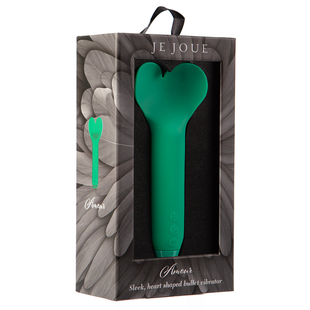 JE JOUE AMOUR RECHARGEABLE SILICONE HEART-SHAPED FLUTTERING BULLET VIBRATOR EMERALD GREEN