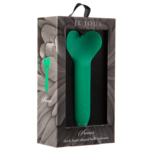 JE JOUE AMOUR RECHARGEABLE SILICONE HEART-SHAPED FLUTTERING BULLET VIBRATOR EMERALD GREEN