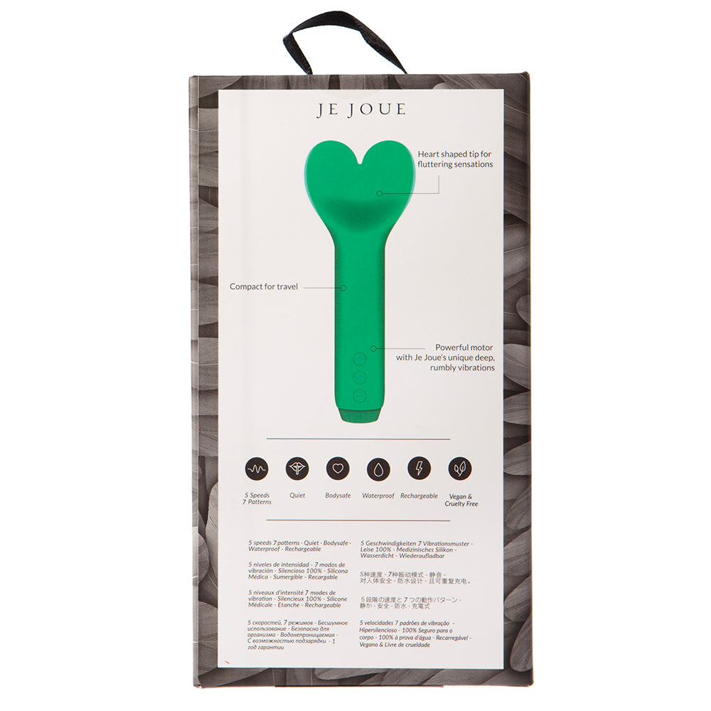 JE JOUE AMOUR RECHARGEABLE SILICONE HEART-SHAPED FLUTTERING BULLET VIBRATOR EMERALD GREEN