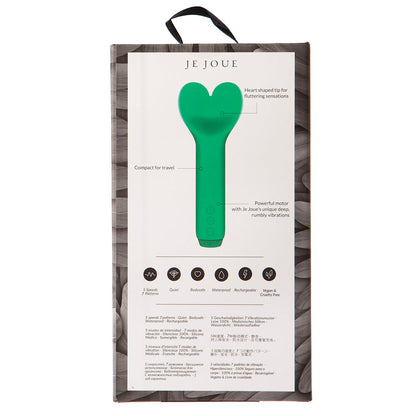 JE JOUE AMOUR RECHARGEABLE SILICONE HEART-SHAPED FLUTTERING BULLET VIBRATOR EMERALD GREEN