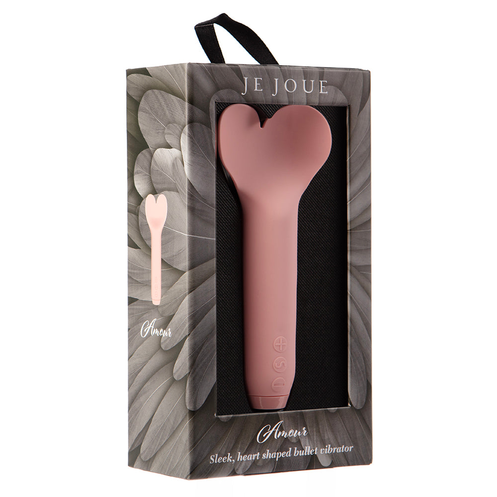 JE JOUE AMOUR RECHARGEABLE SILICONE HEART-SHAPED FLUTTERING TIP BULLET VIBRATOR PALE ROSETTE