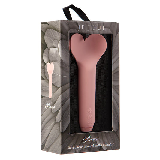JE JOUE AMOUR RECHARGEABLE SILICONE HEART-SHAPED FLUTTERING TIP BULLET VIBRATOR PALE ROSETTE
