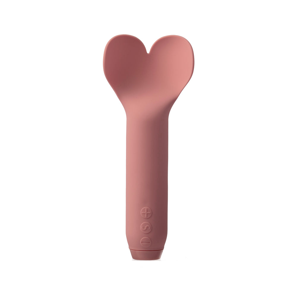 JE JOUE AMOUR RECHARGEABLE SILICONE HEART-SHAPED FLUTTERING TIP BULLET VIBRATOR PALE ROSETTE