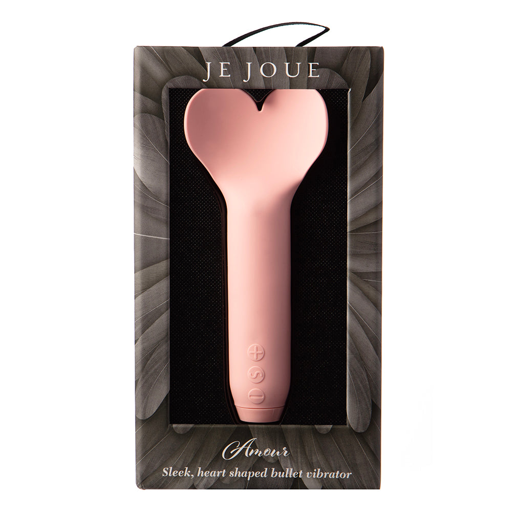 JE JOUE AMOUR RECHARGEABLE SILICONE HEART-SHAPED FLUTTERING TIP BULLET VIBRATOR PALE ROSETTE