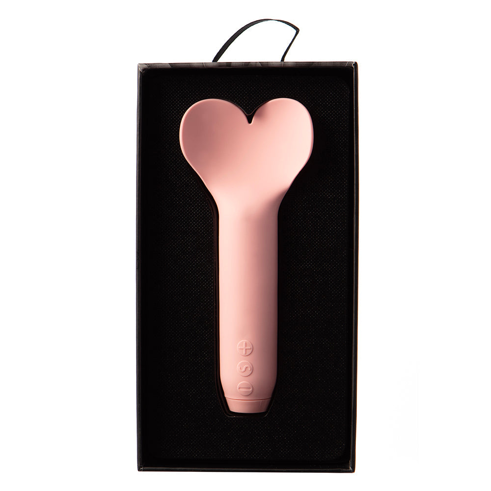 JE JOUE AMOUR RECHARGEABLE SILICONE HEART-SHAPED FLUTTERING TIP BULLET VIBRATOR PALE ROSETTE