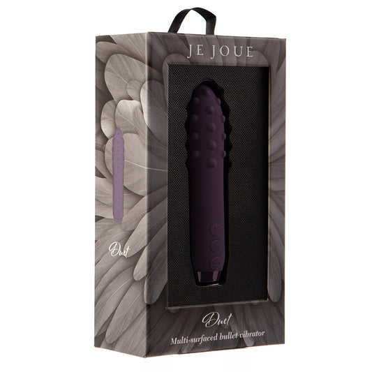JE JOUE DUET RECHARGEABLE SILICONE MULTI-SURFACED BULLET VIBRATOR PURPLE