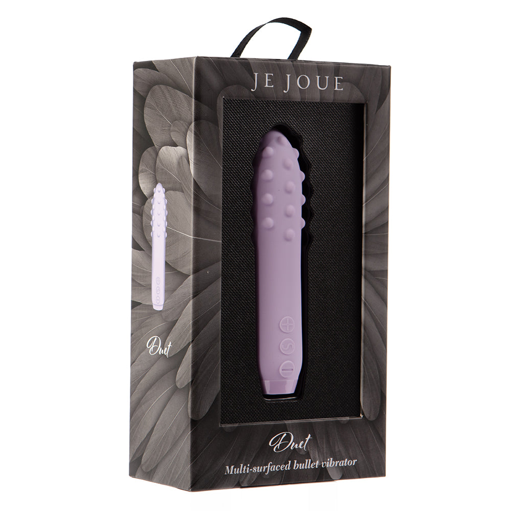 JE JOUE DUET RECHARGEABLE SILICONE MULTI-SURFACED BULLET VIBRATOR LILAC