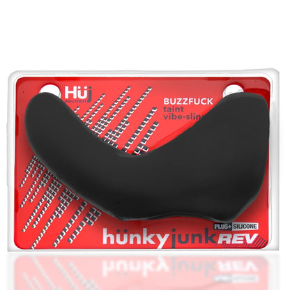 HUNKYJUNK BUZZFUCK COCK & BALL SLING WITH TAINT VIBRATOR TAR ICE