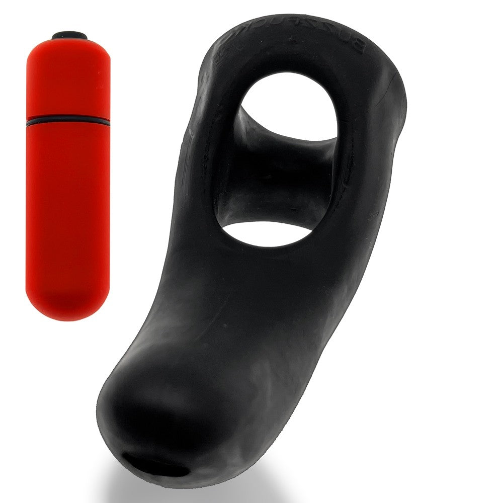 HUNKYJUNK BUZZFUCK COCK & BALL SLING WITH TAINT VIBRATOR TAR ICE