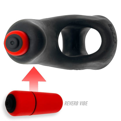 HUNKYJUNK BUZZFUCK COCK & BALL SLING WITH TAINT VIBRATOR TAR ICE